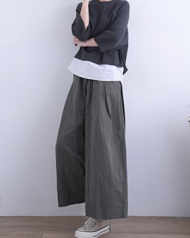 韓 綁帶素色九寬褲 3色 size