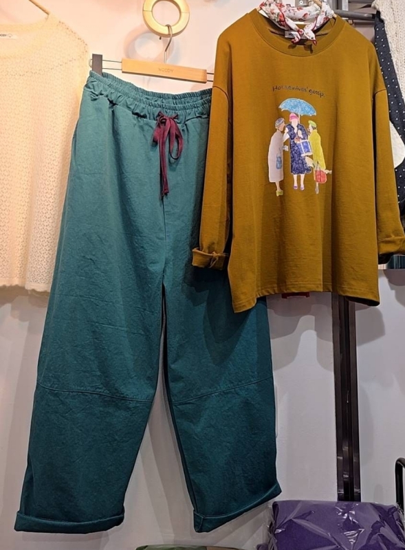 韓 配色綁帶素色小寬褲 3色 size