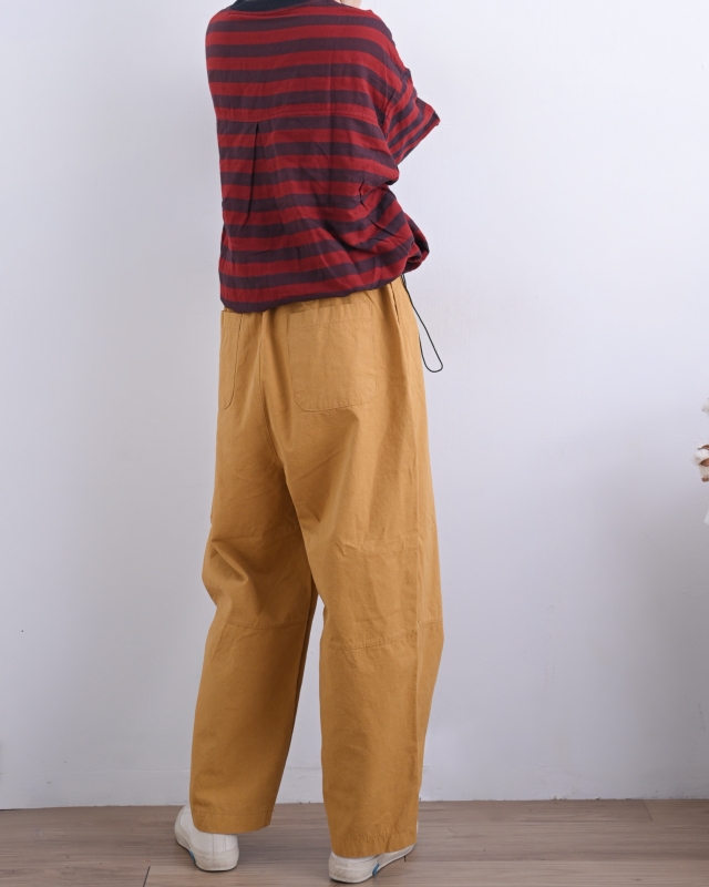 韓 配色綁帶素色小寬褲 3色 size