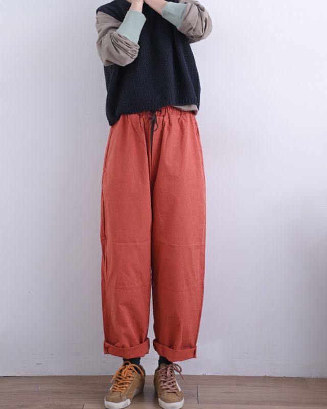韓 配色綁帶素色小寬褲 3色 size