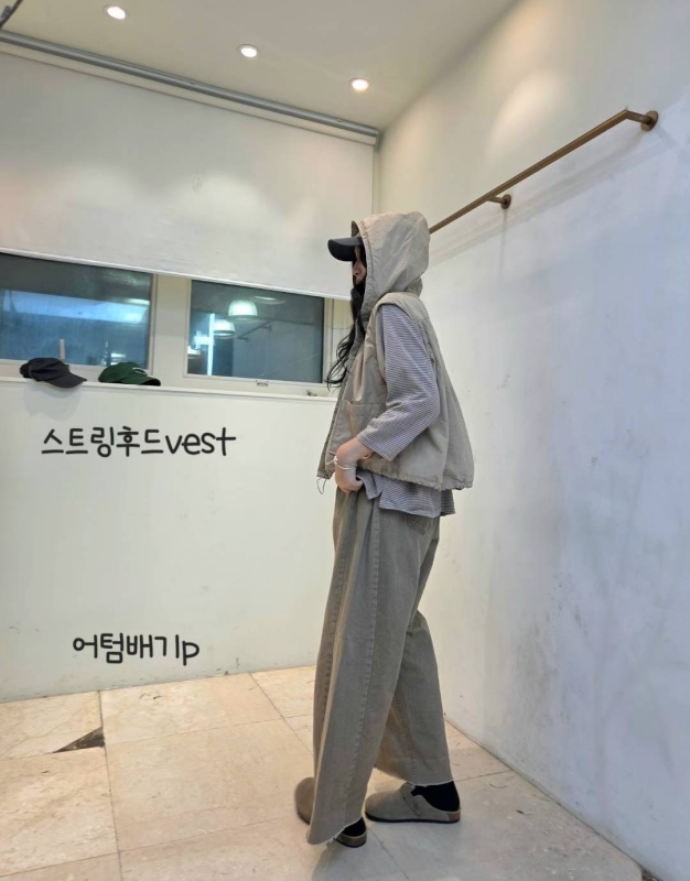 韓 腰鬆緊前打折寬褲 3色