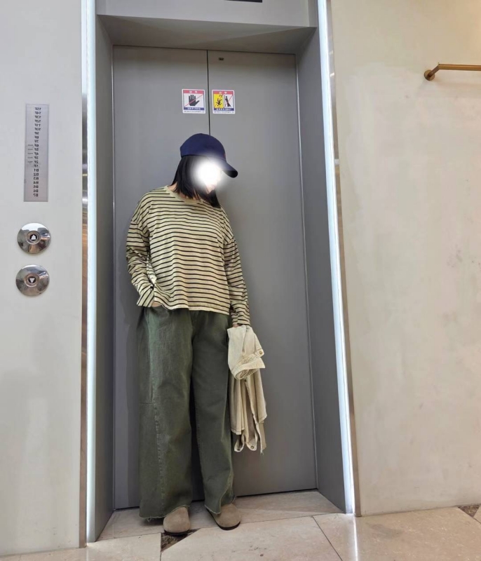 韓 腰鬆緊前打折寬褲 3色