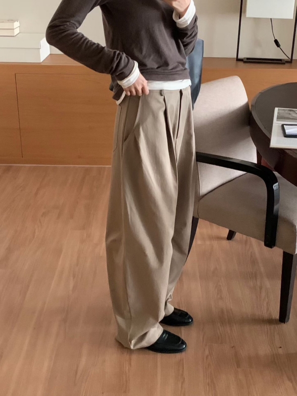 韓 前打折造型彎褲 2色