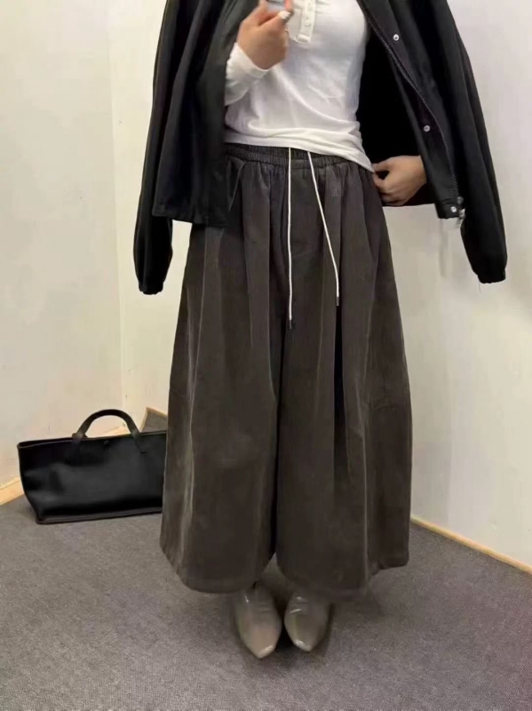 韓 條絨寬褲 8色 size