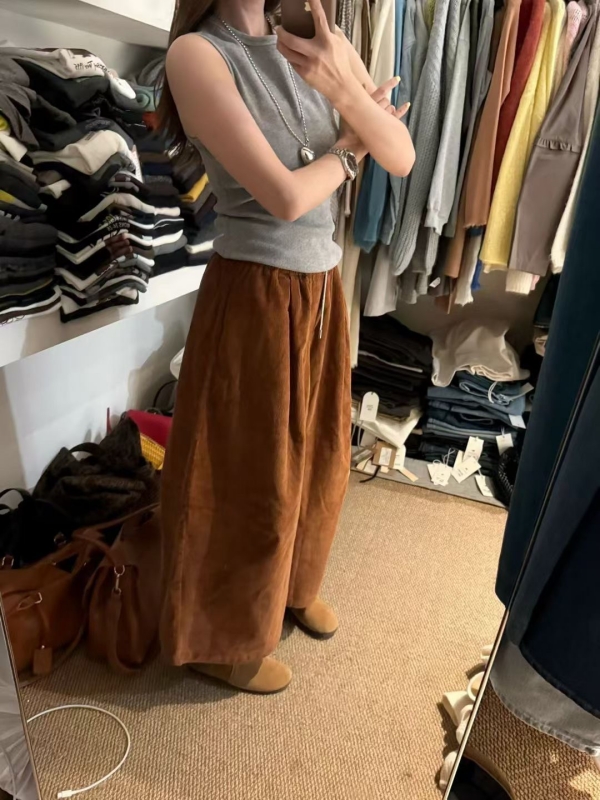 韓 條絨寬褲 8色 size