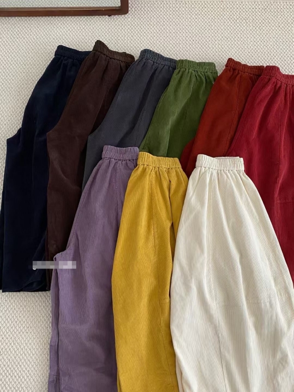 韓 條絨寬褲 8色 size