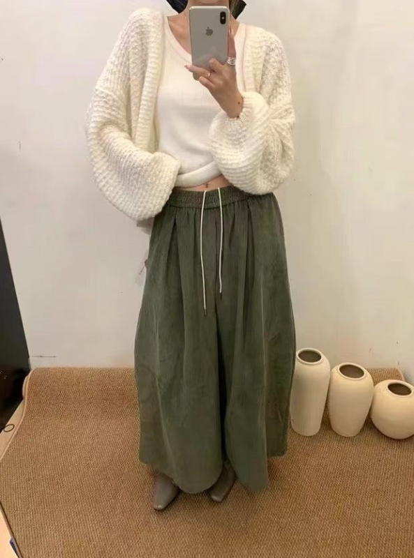 韓 條絨寬褲 8色 size