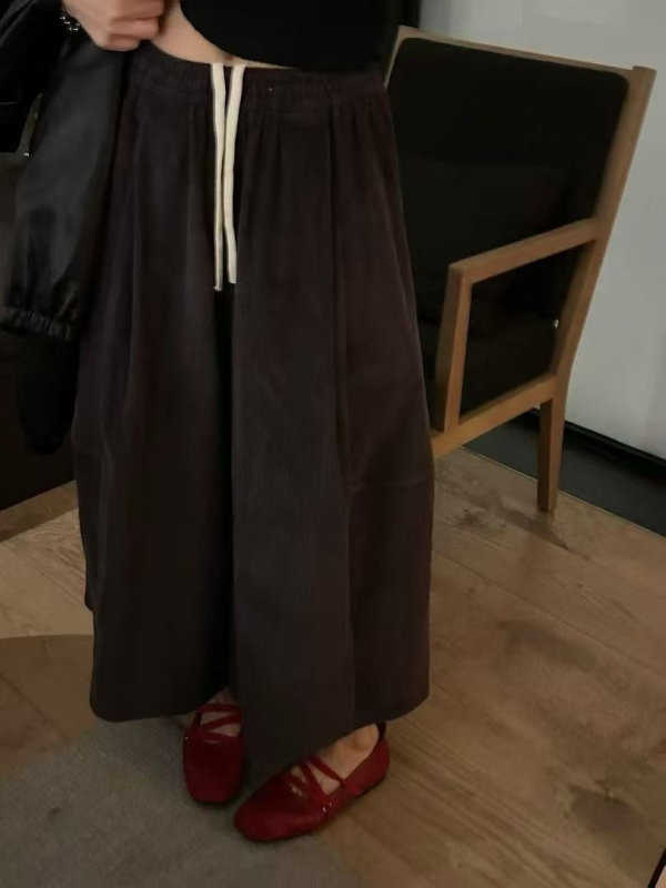 韓 條絨寬褲 8色 size