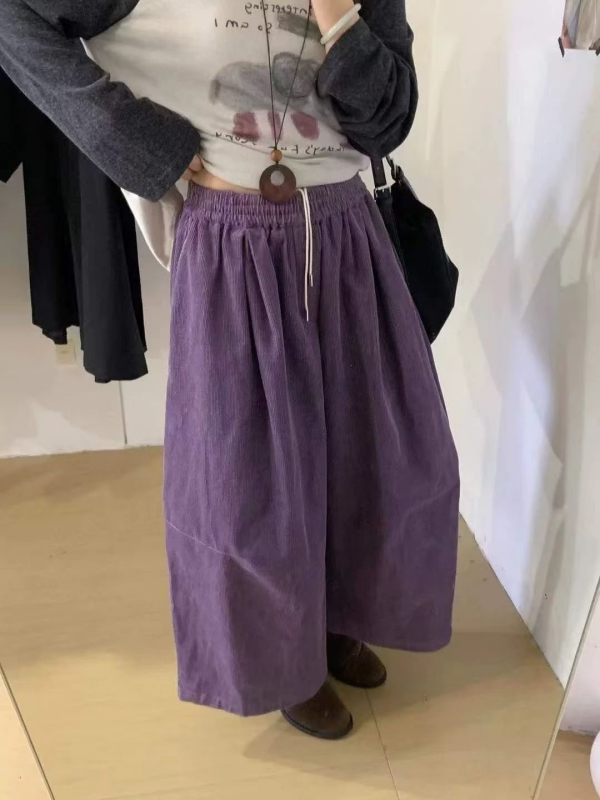 韓 條絨寬褲 8色 size