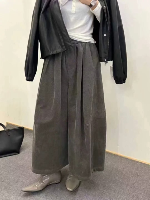 韓 條絨寬褲 8色 size