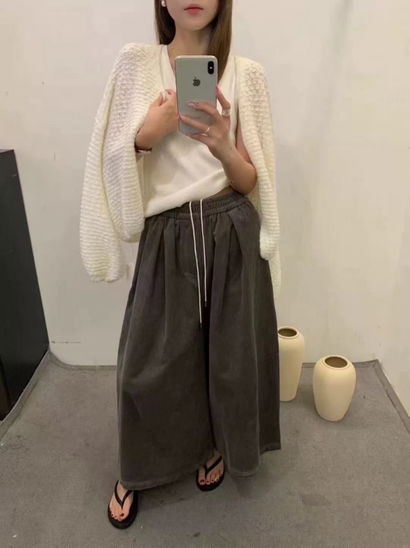 韓 條絨寬褲 8色 size