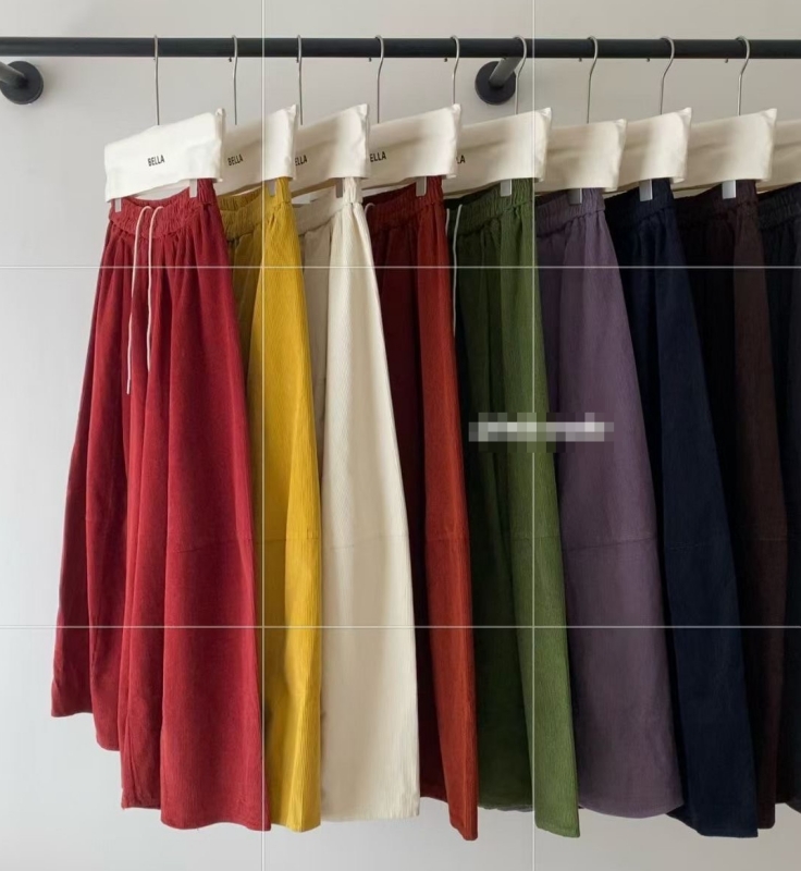 韓 條絨寬褲 8色 size