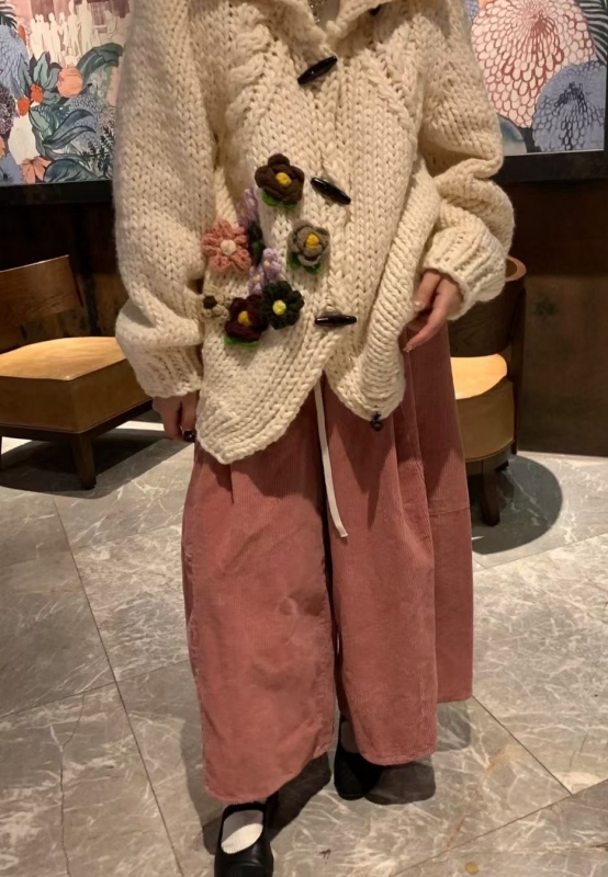 韓 條絨寬褲 8色 size