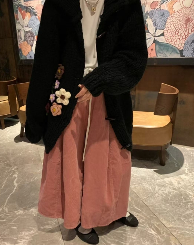 韓 條絨寬褲 8色 size