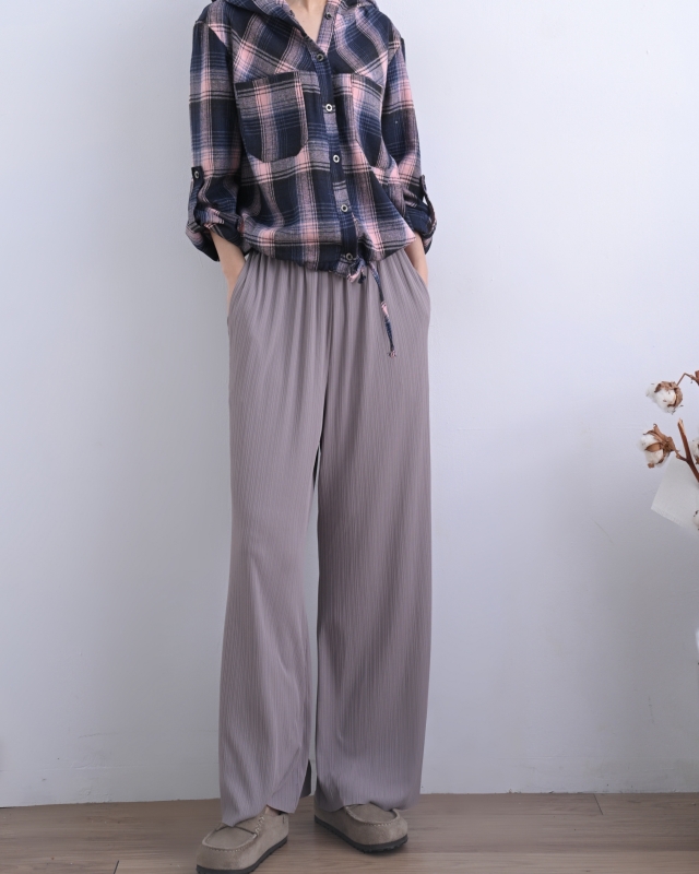 韓 細壓紋小寬褲 2色 size