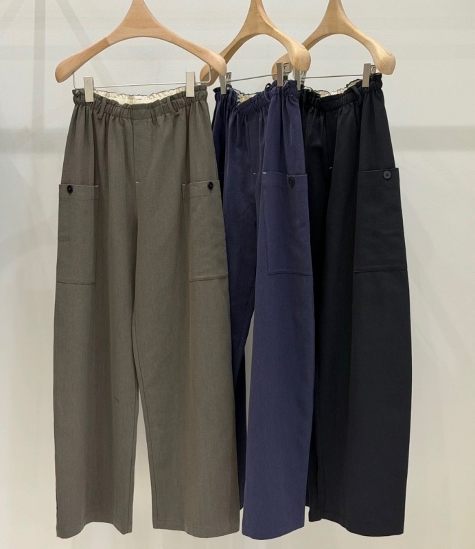 韓 側口袋腰鬆緊寬褲 3色 size