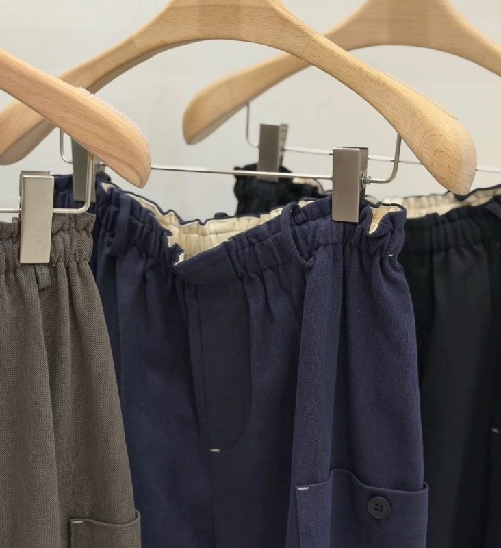 韓 側口袋腰鬆緊寬褲 3色 size