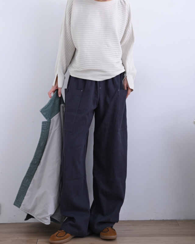 韓 側口袋腰鬆緊寬褲 3色 size