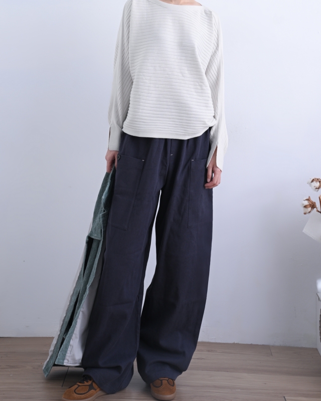 韓 側口袋腰鬆緊寬褲 3色 size