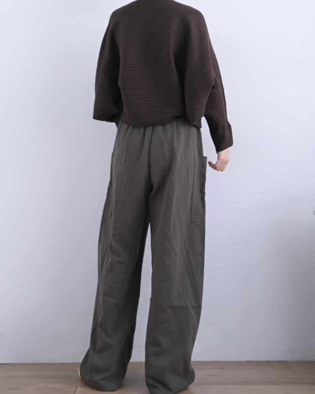 韓 側口袋腰鬆緊寬褲 3色 size