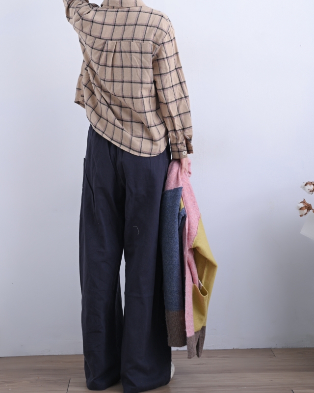 韓 側口袋腰鬆緊寬褲 3色 size