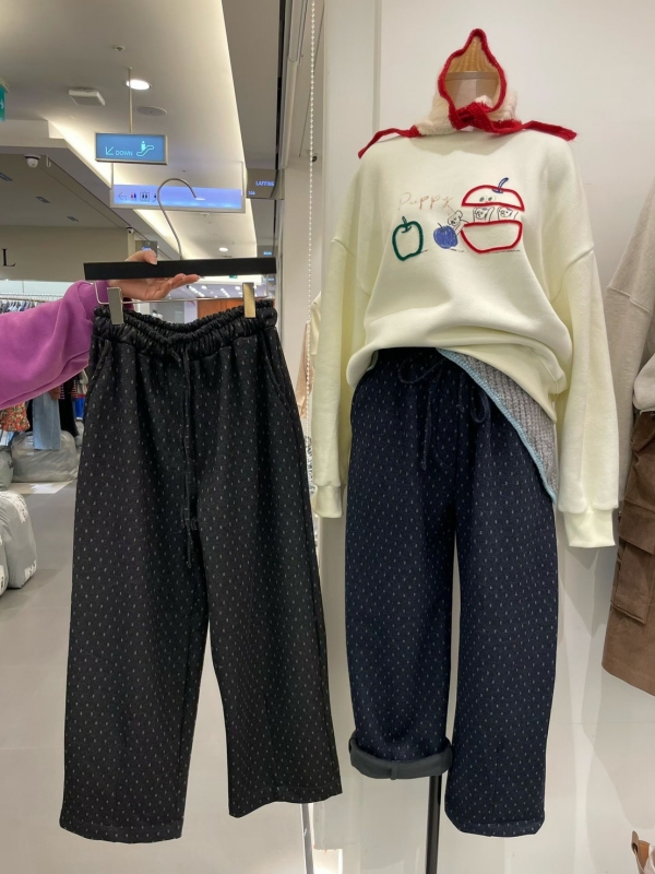 韓 小點點綁帶休閒褲 2色