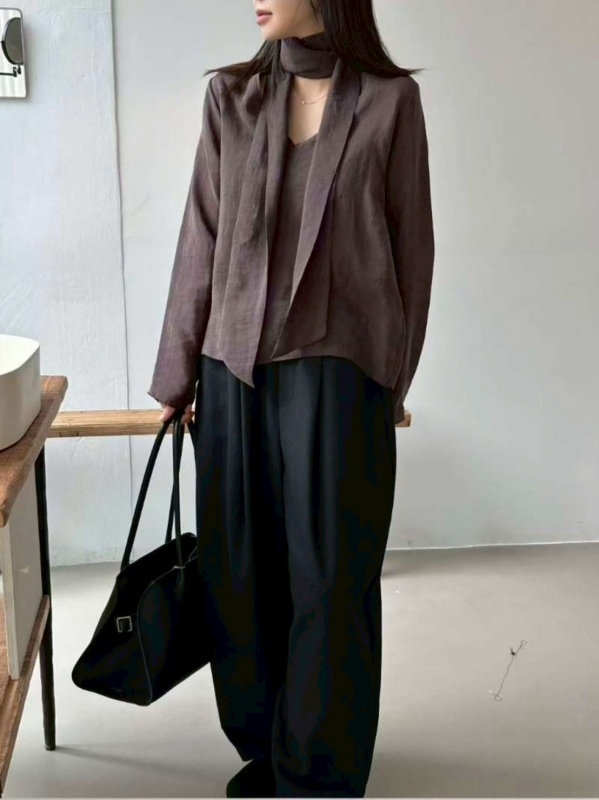 韓 前斜口袋車線寬褲 3色