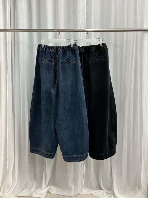 韓 車線牛仔寬褲 2色