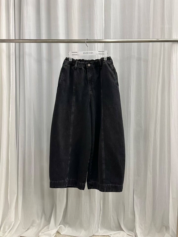 韓 車線牛仔寬褲 2色