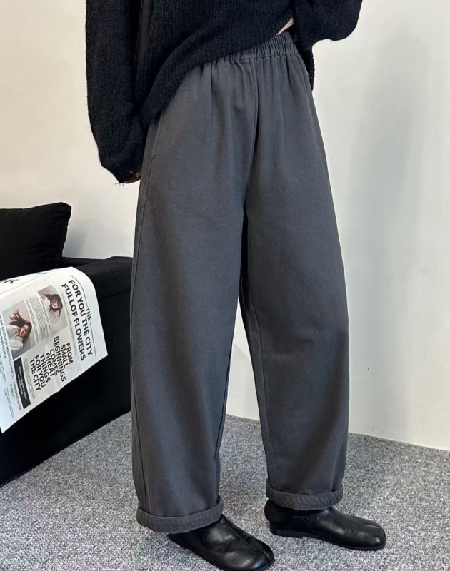 韓 小圓牌素色寬褲 3色 size