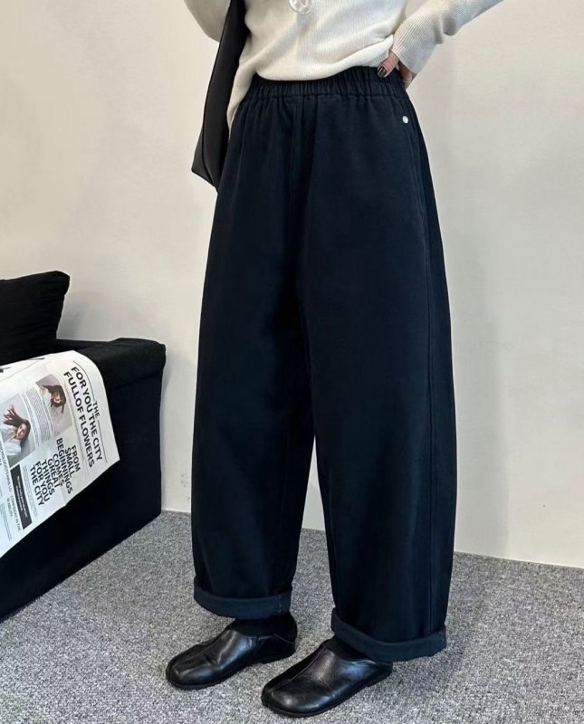 韓 小圓牌素色寬褲 3色 size