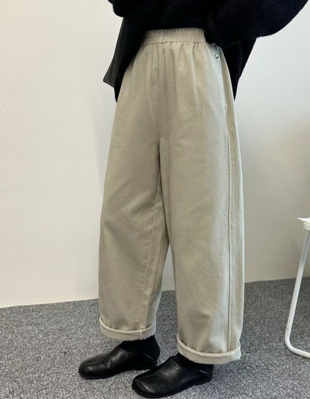 韓 小圓牌素色寬褲 3色 size