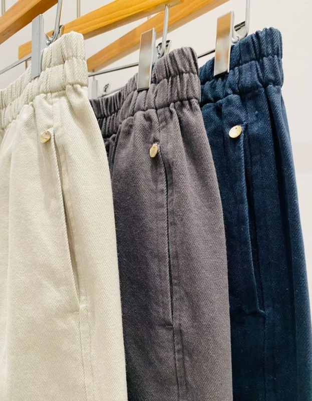 韓 小圓牌素色寬褲 3色 size