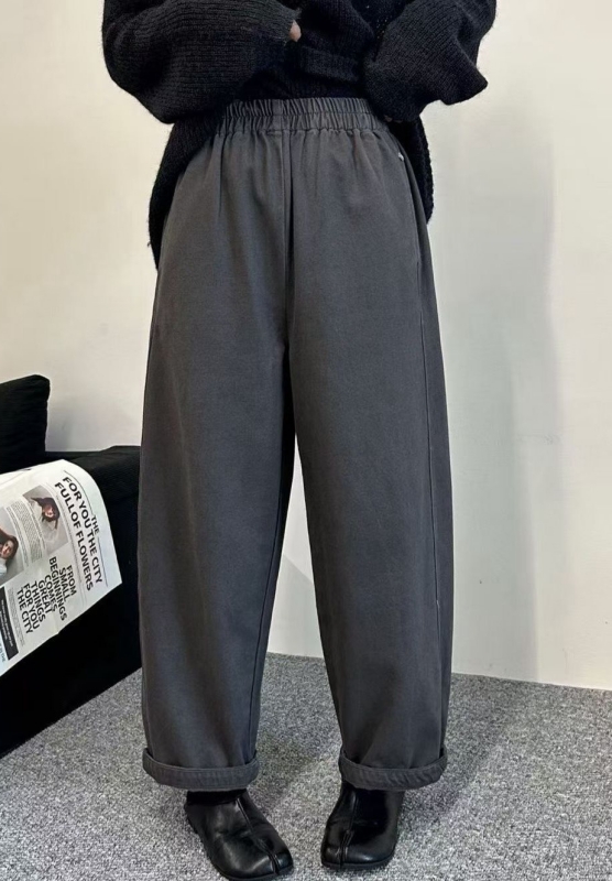 韓 小圓牌素色寬褲 3色 size