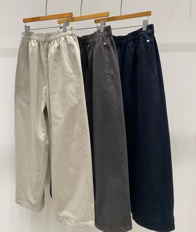 韓 小圓牌素色寬褲 3色 size