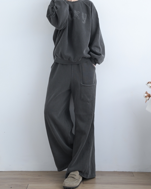 韓 前口袋舒服綿寬褲 3色 size