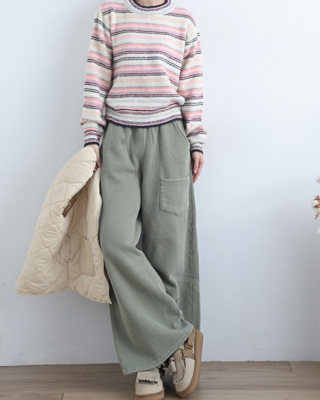 韓 前口袋舒服綿寬褲 3色 size