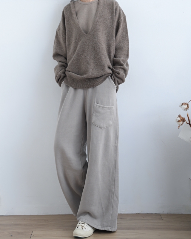 韓 前口袋舒服綿寬褲 3色 size