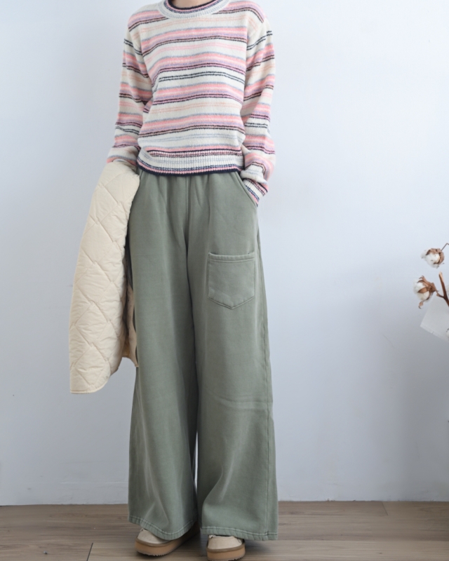 韓 前口袋舒服綿寬褲 3色 size