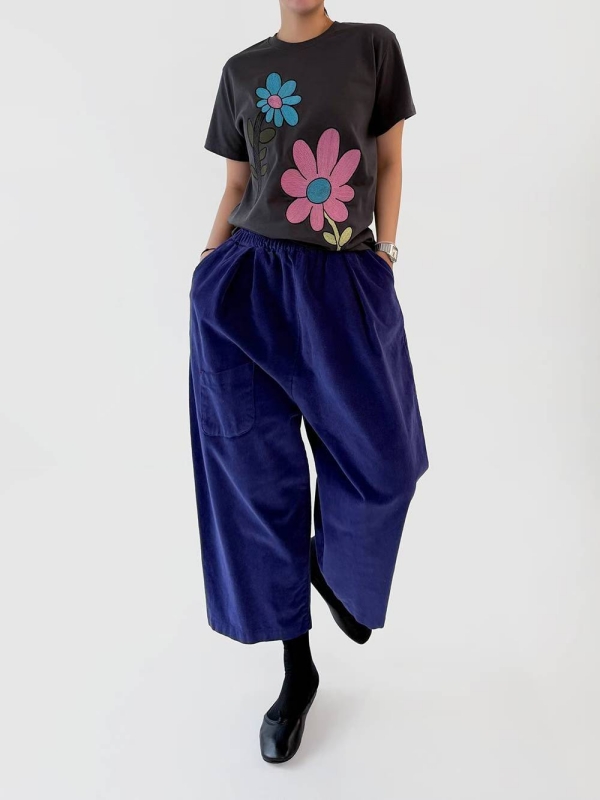 韓 八分小口袋燈心絨寬褲 7色 size