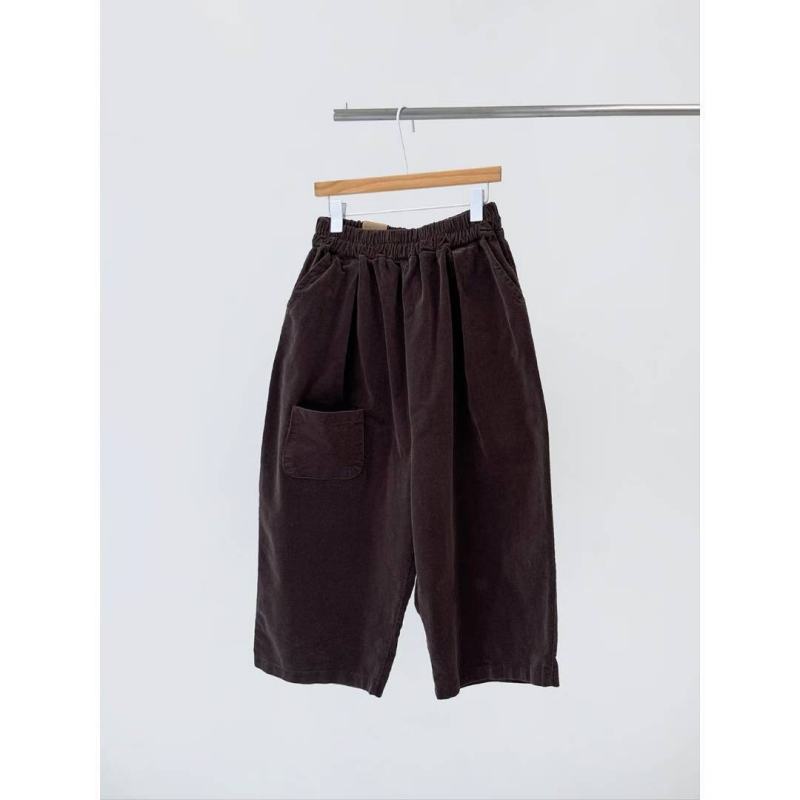 韓 八分小口袋燈心絨寬褲 7色 size