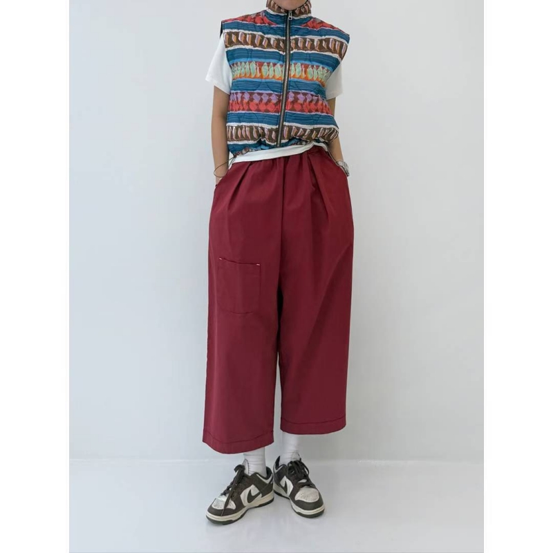 韓 八分小口袋燈心絨寬褲 7色 size