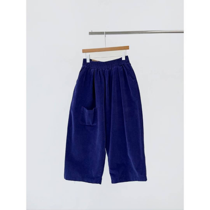 韓 八分小口袋燈心絨寬褲 7色 size