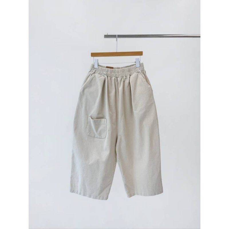韓 八分小口袋燈心絨寬褲 7色 size