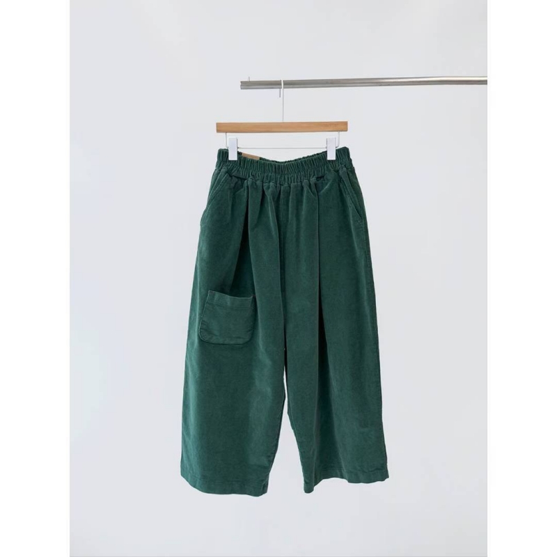 韓 八分小口袋燈心絨寬褲 7色 size