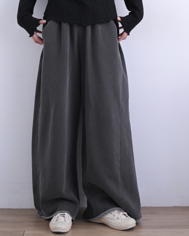 韓 側剪接棉寬褲 2色 size