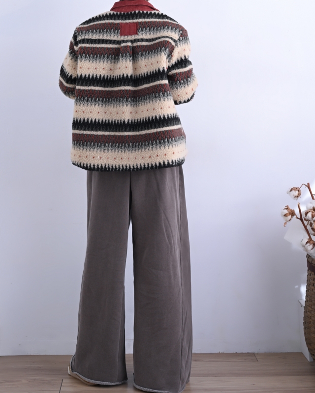 韓 側剪接棉寬褲 2色 size