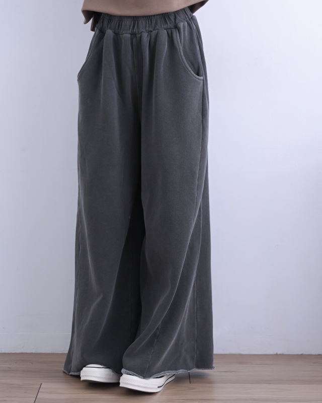 韓 側剪接棉寬褲 2色 size