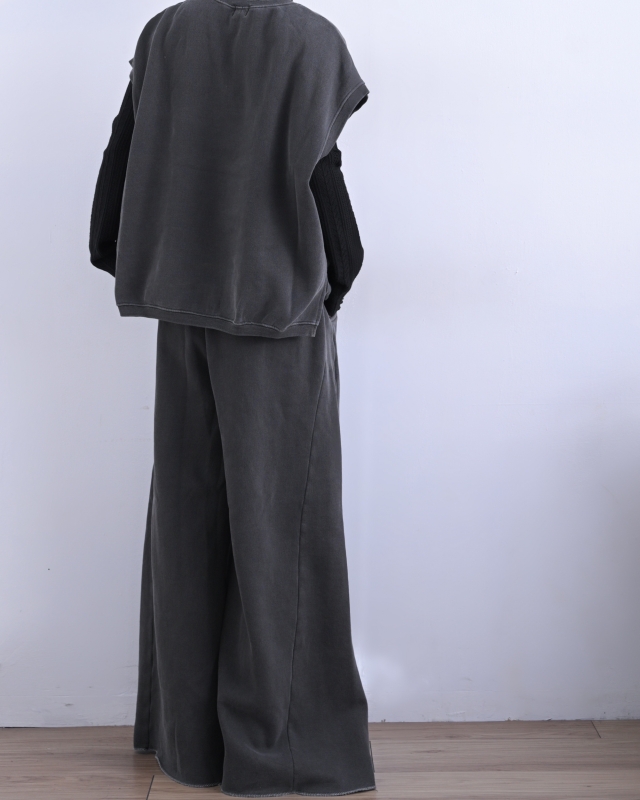 韓 側剪接棉寬褲 2色 size