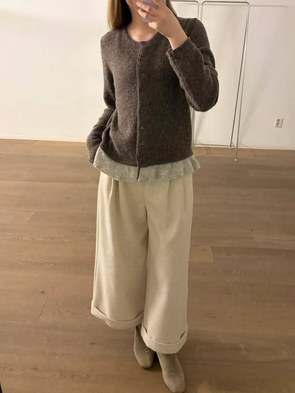 韓 小反摺九分寬褲 4色